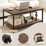 Rustic 2-Tier Industrial Coffee Table with Storage