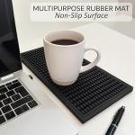 MARELUNNA Rubber Bar Mat – Non-Slip Spill & Drip Mat for Bartending, Coffee Bar & Kitchen Countertop, Thick Durable Counter Protector & Stylish Drying Mat (Total Black, 2 Pack 12"x6")