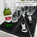 MARELUNNA Rubber Bar Mat – Non-Slip Spill & Drip Mat for Bartending, Coffee Bar & Kitchen Countertop, Thick Durable Counter Protector & Stylish Drying Mat (Total Black, 2 Pack 12"x6")