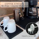 MARELUNNA Rubber Bar Mat – Non-Slip Spill & Drip Mat for Bartending, Coffee Bar & Kitchen Countertop, Thick Durable Counter Protector & Stylish Drying Mat (Total Black, 2 Pack 12"x6")