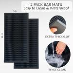 MARELUNNA Rubber Bar Mat – Non-Slip Spill & Drip Mat for Bartending, Coffee Bar & Kitchen Countertop, Thick Durable Counter Protector & Stylish Drying Mat (Total Black, 2 Pack 12"x6")