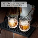 MARELUNNA Rubber Bar Mat – Non-Slip Spill & Drip Mat for Bartending, Coffee Bar & Kitchen Countertop, Thick Durable Counter Protector & Stylish Drying Mat (Total Black, 2 Pack 12"x6")