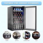 Antarctic Star 26 Bottle 130 Can Wine Cooler/Cabinet Refrigerator Mini Wine Cellar Beer Soda Clear Glass Door Bar Fridge Quiet Compressor Adjust Temp Freestanding Indoor Use 3.1cu.ft Black