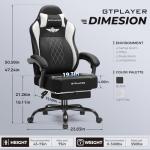 GTPLAYER Big and Tall Gaming Chair Breathable Fabric Computer Chair with Strong Lumbar Support, Comfortable Office Chairs with Pocket Spring Cushion, High Back Ergonomic Desk Chairs with Footrest