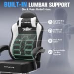 GTPLAYER Big and Tall Gaming Chair Breathable Fabric Computer Chair with Strong Lumbar Support, Comfortable Office Chairs with Pocket Spring Cushion, High Back Ergonomic Desk Chairs with Footrest