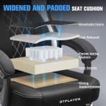 GTPLAYER Big and Tall Gaming Chair Breathable Fabric Computer Chair with Strong Lumbar Support, Comfortable Office Chairs with Pocket Spring Cushion, High Back Ergonomic Desk Chairs with Footrest