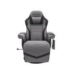 Gaming Recliner with Footrest and Cupholder - Gray
