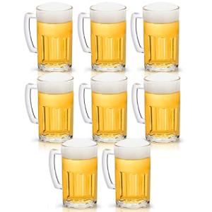 COKTIK 8 Pack Heavy Large Beer Glasses with Handle - 20 Ounce Glass Steins, Classic Beer Mug glasses Set