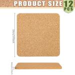 12 PCS Square Cork Coasters, Absorbent Square Coasters, Cork Coaster for Drinks, 4x4 Inch Drink Coaster, Heat Resistant Cup Mats for Kitchen Living Room House Home Decor