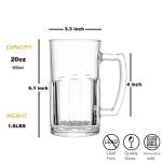 COKTIK 8 Pack Heavy Large Beer Glasses with Handle - 20 Ounce Glass Steins, Classic Beer Mug glasses Set