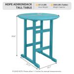 Sundale Outdoor 5 Pieces Adirondack Bar Set, Patio Counter Height Adirondack Chairs Set of 4 and Round Table, High Top HDPE Stools and Pub Table, Tall Bistro Dining Furniture Set for 4, Teal