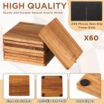 60 Pcs Acacia Wood Coasters for DIY Crafts