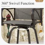 Sophia & William Outdoor Bar Set, Patio Bar Table and Chairs Set, Bar Height Patio Set - 6 x Swivel Bar Chairs(Grey), 1 x Rectangular Bar Table(Black)