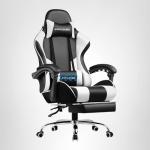 GTPLAYER Gaming Chair, Computer Chair with Footrest and Lumbar Support, Height Adjustable Game Chair with 360°-Swivel Seat and Headrest and for Office or Gaming (Snow White)