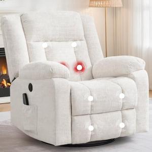 360° Swivel Rocker Recliner with Massage and Heat