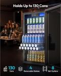 EUHOMY Mini Fridge 130 Can Beverage Refrigerator Cooler Glass Door for Soda Wine Beer, Beverage Cooler for Home, Bar, Office with Digital Temperature Control Adjustable Shelves, 3.2 Cu.Ft, Black