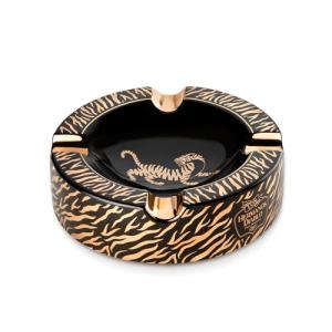 Los Hermanos Diablo Cigar Ashtray Luxury Ceramic 4 Slot Cigar Holder for Indoor and Outdoor Patio Smoking Large Premium Ashtray (Tiger)