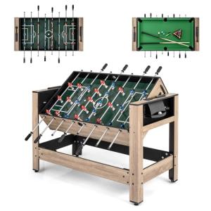 Goplus 2-in-1 Swivel Multi Game Table, 48” Combo Game Table with Foosball & Pool for Adults, Indoor Outdoor Combination Arcade Table for Home Game Room Party (49" x 24" x 35")