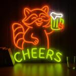Zontruxe Raccoon Beer Neon Sign, Fun Animal LED Light for Bar Wall Decor, Dimmable Neon Sign for Man Cave, Bedroom, Game Room, or Home Bar, 15 x 13 inch