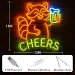 Zontruxe Raccoon Beer Neon Sign, Fun Animal LED Light for Bar Wall Decor, Dimmable Neon Sign for Man Cave, Bedroom, Game Room, or Home Bar, 15 x 13 inch
