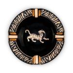 Los Hermanos Diablo Cigar Ashtray Luxury Ceramic 4 Slot Cigar Holder for Indoor and Outdoor Patio Smoking Large Premium Ashtray (Tiger)