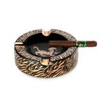 Los Hermanos Diablo Cigar Ashtray Luxury Ceramic 4 Slot Cigar Holder for Indoor and Outdoor Patio Smoking Large Premium Ashtray (Tiger)