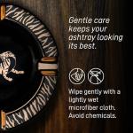 Los Hermanos Diablo Cigar Ashtray Luxury Ceramic 4 Slot Cigar Holder for Indoor and Outdoor Patio Smoking Large Premium Ashtray (Tiger)