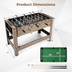 Goplus 2-in-1 Swivel Multi Game Table, 48” Combo Game Table with Foosball & Pool for Adults, Indoor Outdoor Combination Arcade Table for Home Game Room Party (49" x 24" x 35")