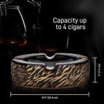 Los Hermanos Diablo Cigar Ashtray Luxury Ceramic 4 Slot Cigar Holder for Indoor and Outdoor Patio Smoking Large Premium Ashtray (Tiger)