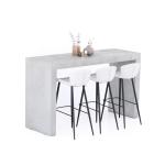 Mobili Fiver Evolution Tall Kitchen Bar Table Made in Italy | Space Saving, Counter Height Table for 6 | Modern Breakfast Bar Counter Top w/Cable Holder | Concrete Grey Effect | 70,9'' x 23,6" in