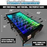 PartyLife 48" Foosball Table w/LED Lights & Folding Steel Legs | Minimal Assembly, Smooth Surface, Very Sturdy - Perfect for Kids and Adults, Game Rooms & Home Arcade!