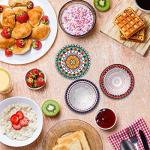 Coasters for Drinks,AODINI Set of 8 Absorbent Stone Coasters for Wooden Table, Mandala Ceramic with Cork Base, Gift for Housewarming Birthday and Family - Great Home and Dining Room Decor