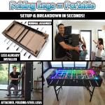 PartyLife 48" Foosball Table w/LED Lights & Folding Steel Legs | Minimal Assembly, Smooth Surface, Very Sturdy - Perfect for Kids and Adults, Game Rooms & Home Arcade!