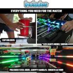 PartyLife 48" Foosball Table w/LED Lights & Folding Steel Legs | Minimal Assembly, Smooth Surface, Very Sturdy - Perfect for Kids and Adults, Game Rooms & Home Arcade!