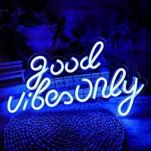 JFLLamp Good Vibes Only Neon Signs for Wall Decor Neon Lights Led Signs Suitable for Living Beer Bar Game Room Hotel Birthday Party Restaurant Christmas Unique Gift for Lover, 16.5 * 10 Inch(Blue)