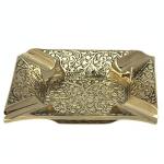 Brass Square Cigar Ashtray Handcrafted Floral Embossed Vintage Tray for Men Elegant Indoor Outdoor Home Office Patio Decor & Unique Gift Piece