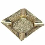 Brass Square Cigar Ashtray Handcrafted Floral Embossed Vintage Tray for Men Elegant Indoor Outdoor Home Office Patio Decor & Unique Gift Piece