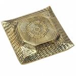 Brass Square Cigar Ashtray Handcrafted Floral Embossed Vintage Tray for Men Elegant Indoor Outdoor Home Office Patio Decor & Unique Gift Piece