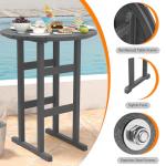 Sundale Outdoor 5 Pieces Adirondack Bar Set, Patio Counter Height Adirondack Chairs Set of 4 and Round Table, High Top HDPE Stools and Pub Table, Tall Bistro Dining Furniture Set for 4, Gray