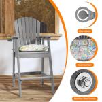 Sundale Outdoor 5 Pieces Adirondack Bar Set, Patio Counter Height Adirondack Chairs Set of 4 and Round Table, High Top HDPE Stools and Pub Table, Tall Bistro Dining Furniture Set for 4, Gray