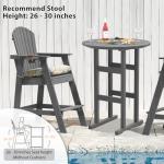 Sundale Outdoor 5 Pieces Adirondack Bar Set, Patio Counter Height Adirondack Chairs Set of 4 and Round Table, High Top HDPE Stools and Pub Table, Tall Bistro Dining Furniture Set for 4, Gray
