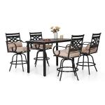 Sophia & William 5 Piece Patio Bar Set, Patio High Dining Set with 4 Swivel Bar Stools and 1 Rectangular Bar Table, All-Weather Outdoor Furniture with Seat Cushions