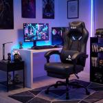 N-GEN GAMING Video Gaming Chair Big and Tall Office Computer Desk Chairs with Ergonomic Lumbar Support High Back Recliner and Footrest for Adults (Black)