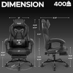 N-GEN GAMING Video Gaming Chair Big and Tall Office Computer Desk Chairs with Ergonomic Lumbar Support High Back Recliner and Footrest for Adults (Black)