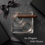 Clear Glass Cigar Ashtray, Premium Heavy Crystal Cigar Ashtray for 2 Cigars (1.6kg), Modern Square Design, Heat Resistant, Luxury Smoking Accessory for Home, Bar & Office (Square)