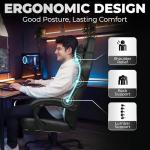 N-GEN GAMING Video Gaming Chair Big and Tall Office Computer Desk Chairs with Ergonomic Lumbar Support High Back Recliner and Footrest for Adults (Black)