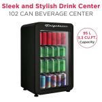 Frigidaire Retro Compact Refrigerator with Glass Door, 3.2 cu ft Countertop Fridge, Rounded Corners, Premium, for Office, Bedroom, Dorm Room, Cabin