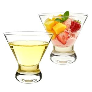 XZZWLL Martini Glasses Set of 2, Crystal Clear with Thick Base Stemless Cocktail Glasses for Margarita, Espresso Martini, Manhattan and Dishwasher Safe, 8 oz