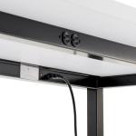 Global Industrial Standing Height Table with 12 AC Power Outlets, 96" L x 36" W x 42" H, Gray Laminate Top, Black Steel Frame, Standing Rectangular Bar Table