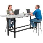 Global Industrial Standing Height Table with 12 AC Power Outlets, 96" L x 36" W x 42" H, Gray Laminate Top, Black Steel Frame, Standing Rectangular Bar Table
